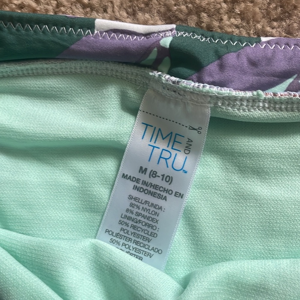 Time and Tru Mint Green Bikini Bottom floral bikini size large/medium swim wear - Picture 5 of 7